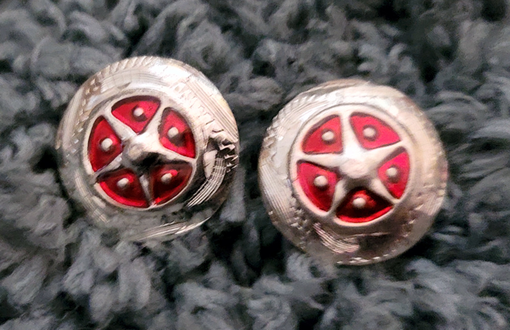 Silver Star Concho Red enamel accent NEW by Action Company 1 1/2" Set of 4